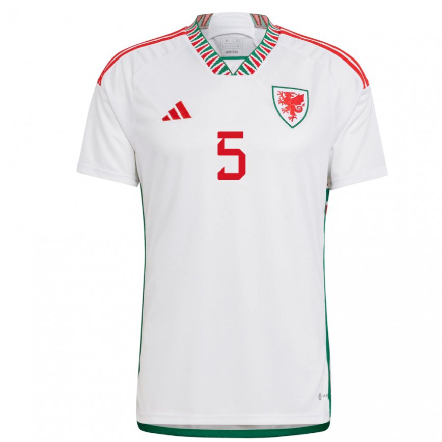 Niño Camiseta Gales Rubin Colwill #5 Blanco 2ª Equipación 22-24 México