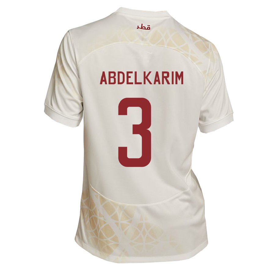 Niño Camiseta Catar Abdelkarim Hassan #3 Beis Dorado 2ª Equipación 22-24 México