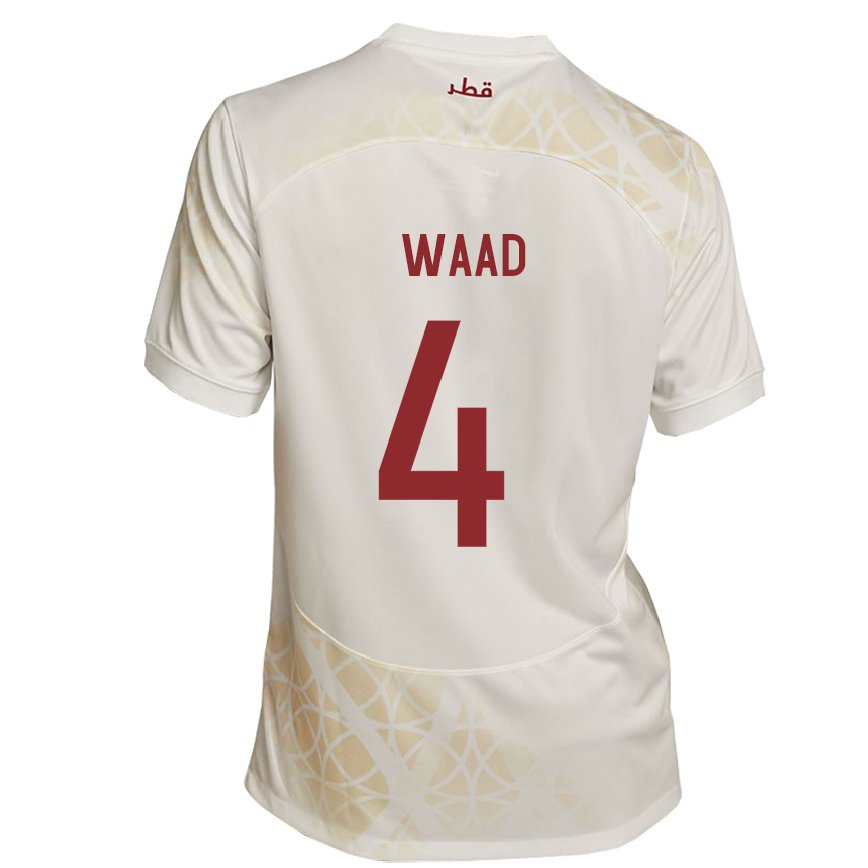 Niño Camiseta Catar Mohammed Waad #4 Beis Dorado 2ª Equipación 22-24 México