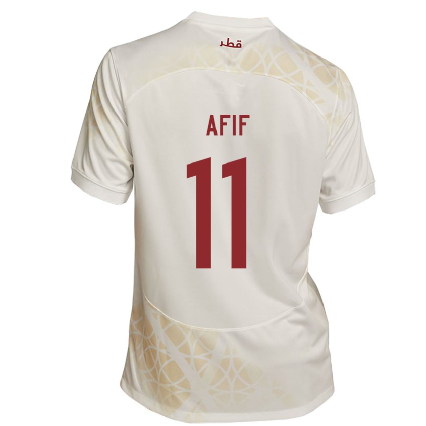 Niño Camiseta Catar Akram Afif #11 Beis Dorado 2ª Equipación 22-24 México