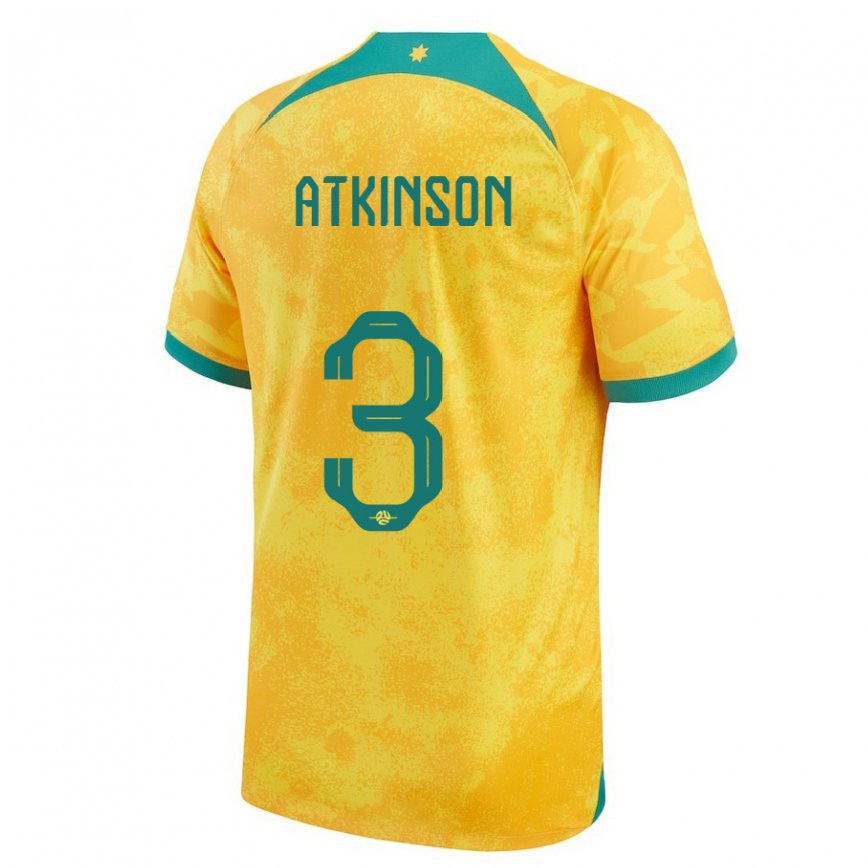 Hombre Camiseta Australia Nathaniel Atkinson #3 Dorado 1ª Equipación 22-24 México