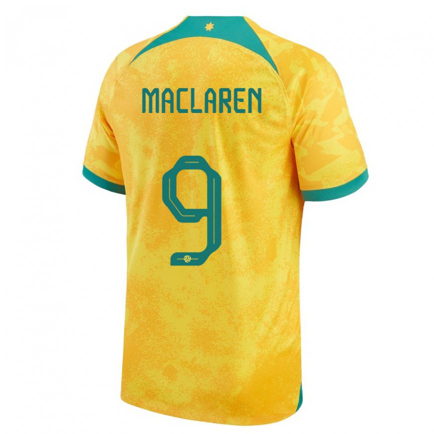 Hombre Camiseta Australia Jamie Maclaren #9 Dorado 1ª Equipación 22-24 México