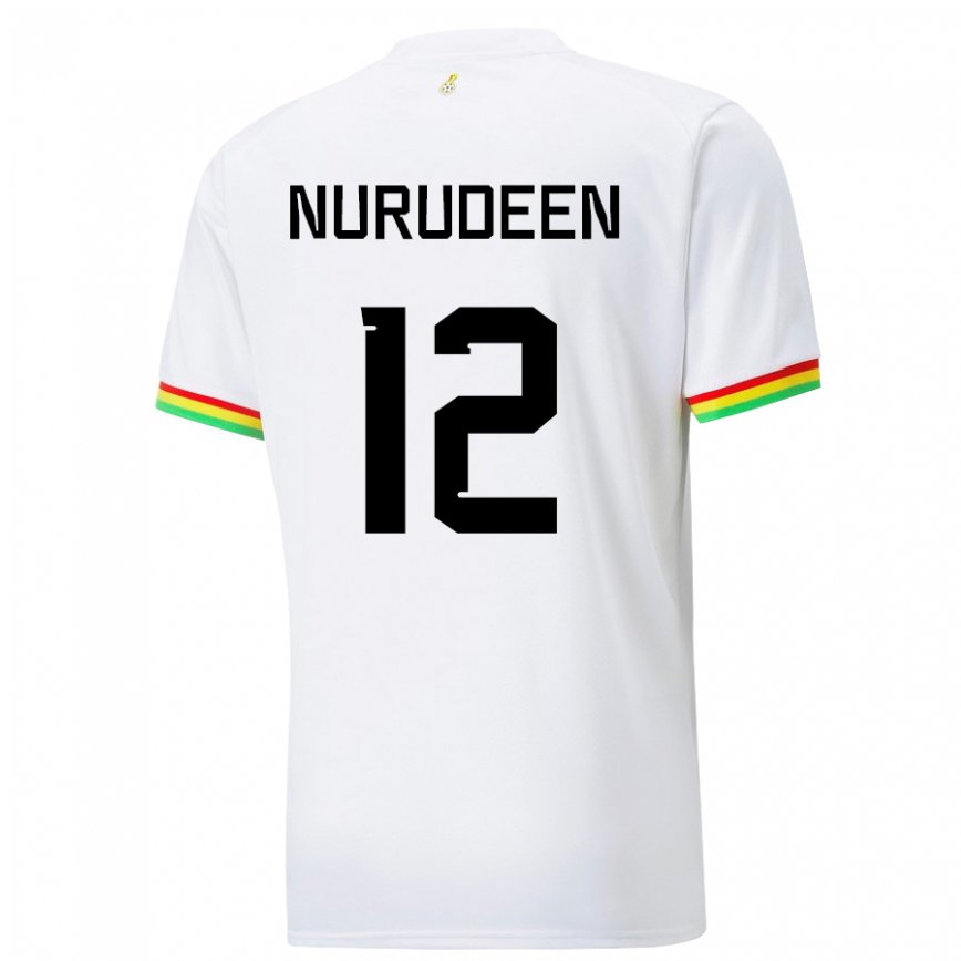 Hombre Camiseta Ghana Abdul Nurudeen #12 Blanco 1ª Equipación 22-24 México