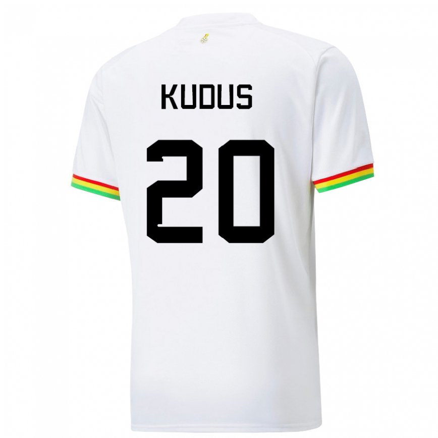 Hombre Camiseta Ghana Mohammed Kudus #20 Blanco 1ª Equipación 22-24 México