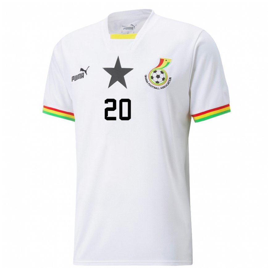 Hombre Camiseta Ghana Mohammed Kudus #20 Blanco 1ª Equipación 22-24 México