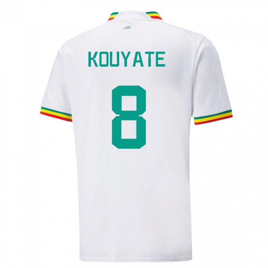 Hombre Camiseta Senegal Cheikhou Kouyate #8 Blanco 1ª Equipación 22-24 México