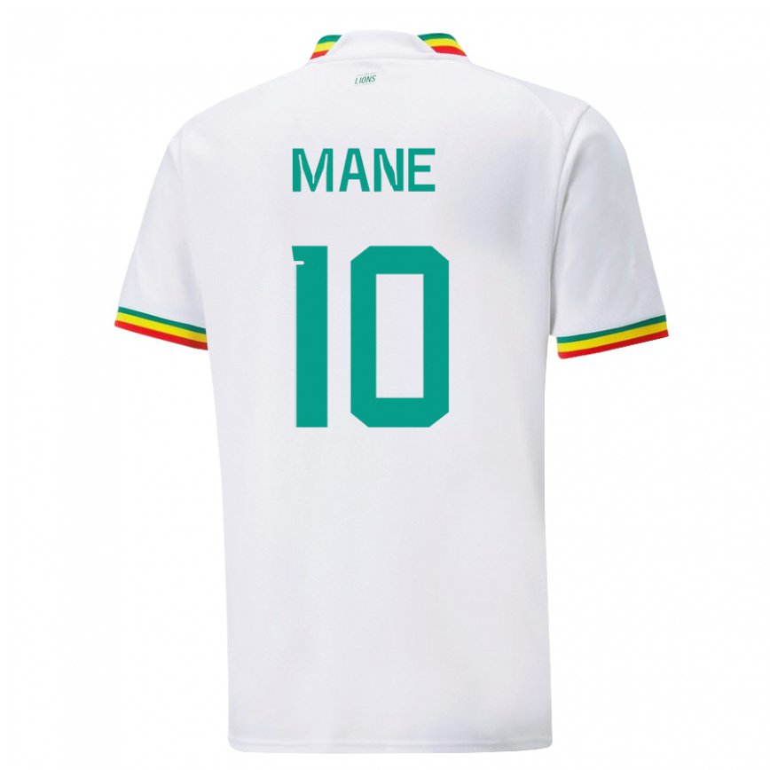 Hombre Camiseta Senegal Sadio Mane #10 Blanco 1ª Equipación 22-24 México