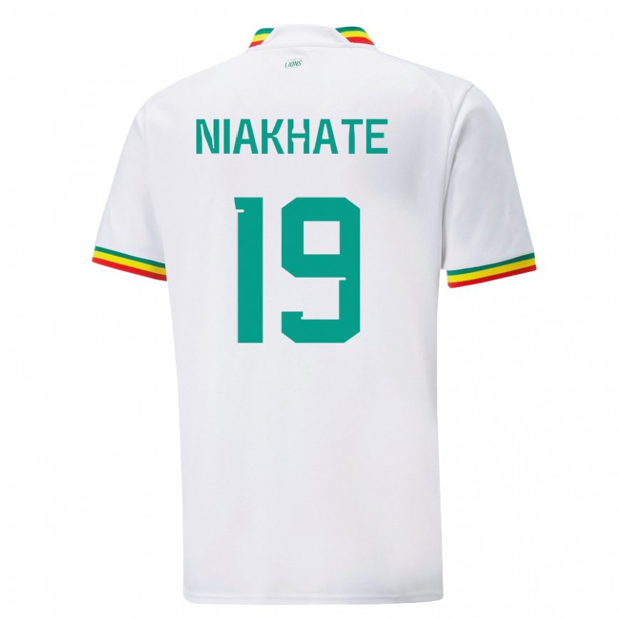 Hombre Camiseta Senegal Moussa Niakhate #19 Blanco 1ª Equipación 22-24 México