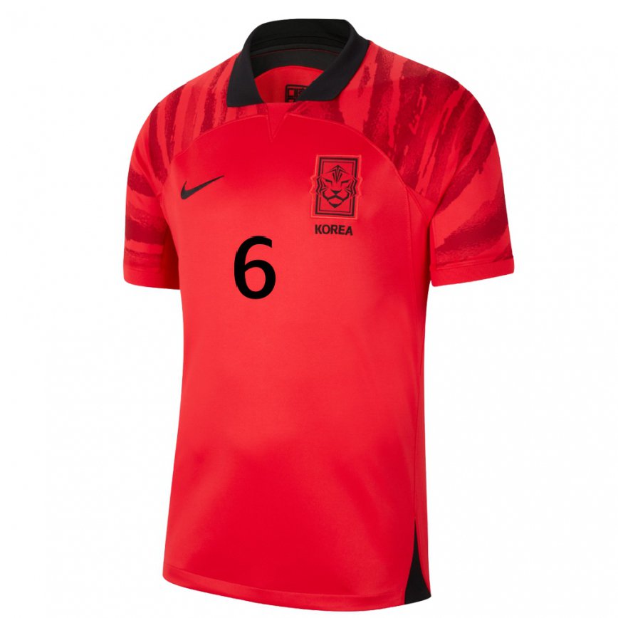 Hombre Camiseta Corea Del Sur In-beom Hwang #6 Rojo Volver 1ª Equipación 22-24 México