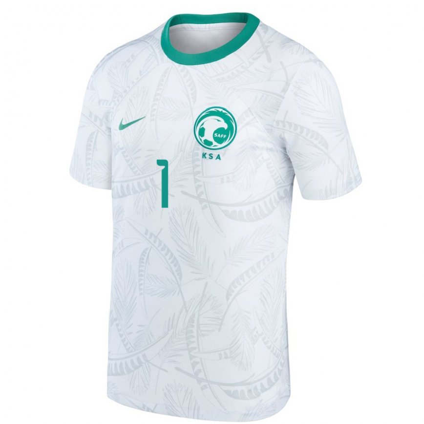 Hombre Camiseta Arabia Saudita Mohammed Al Rubaie #1 Blanco 1ª Equipación 22-24 México