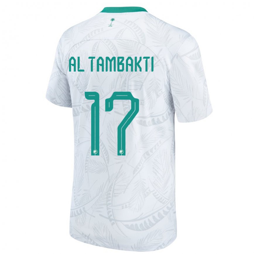 Hombre Camiseta Arabia Saudita Hassan Al Tambakti #17 Blanco 1ª Equipación 22-24 México