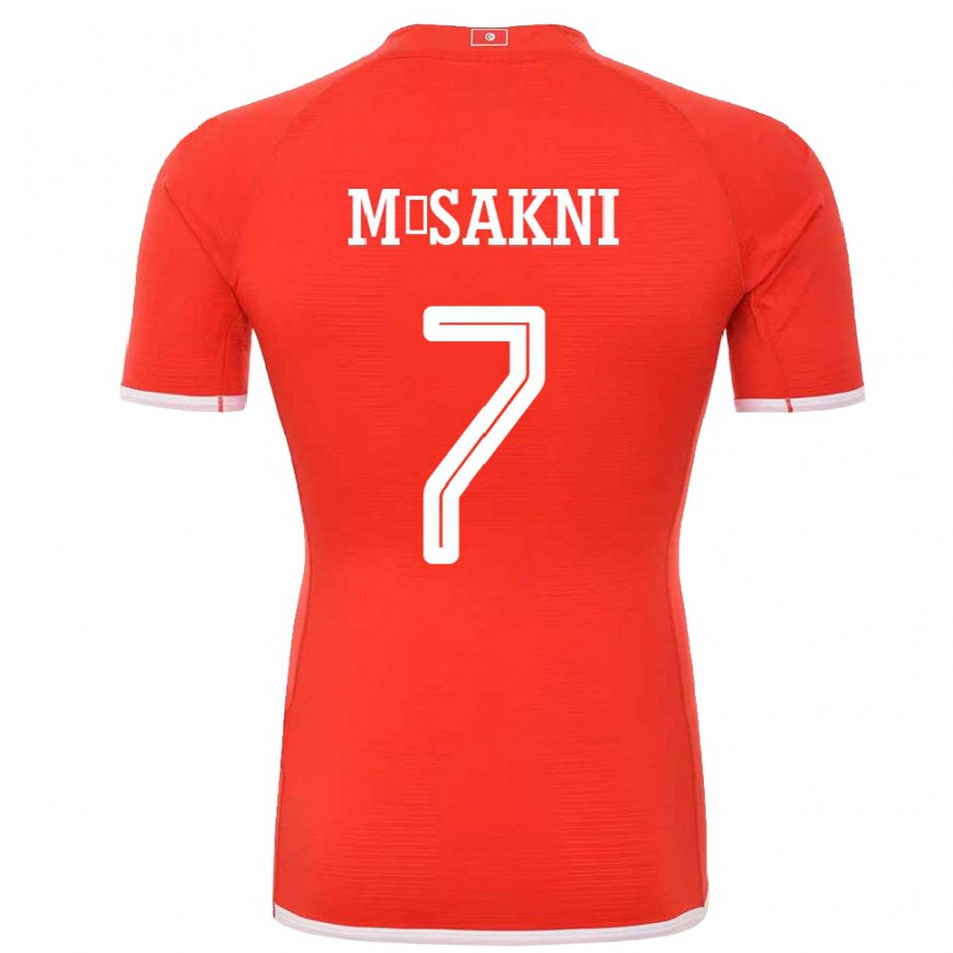 Hombre Camiseta Túnez Youssef M Sakni #7 Rojo 1ª Equipación 22-24 México