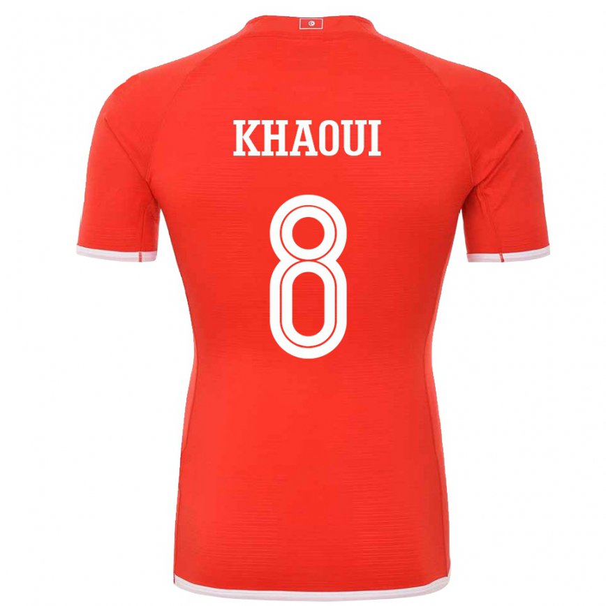 Hombre Camiseta Túnez Saif Eddine Khaoui #8 Rojo 1ª Equipación 22-24 México