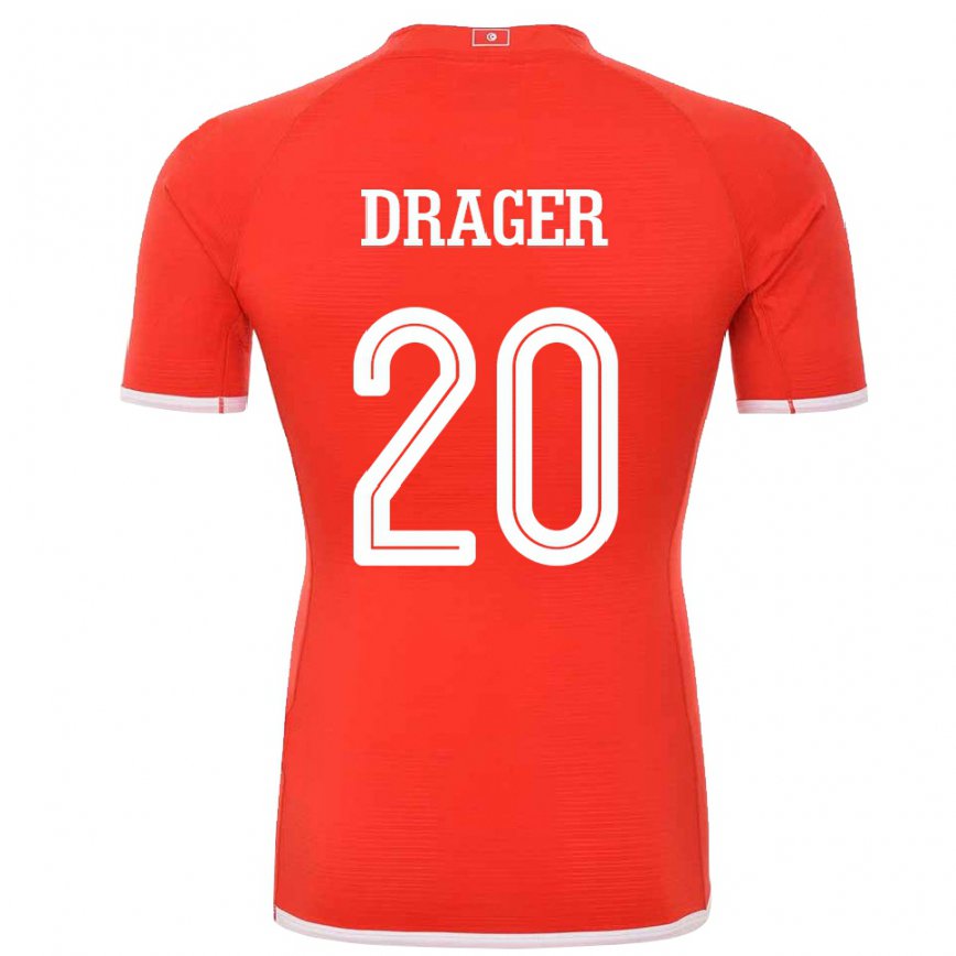 Hombre Camiseta Túnez Mohamed Drager #20 Rojo 1ª Equipación 22-24 México