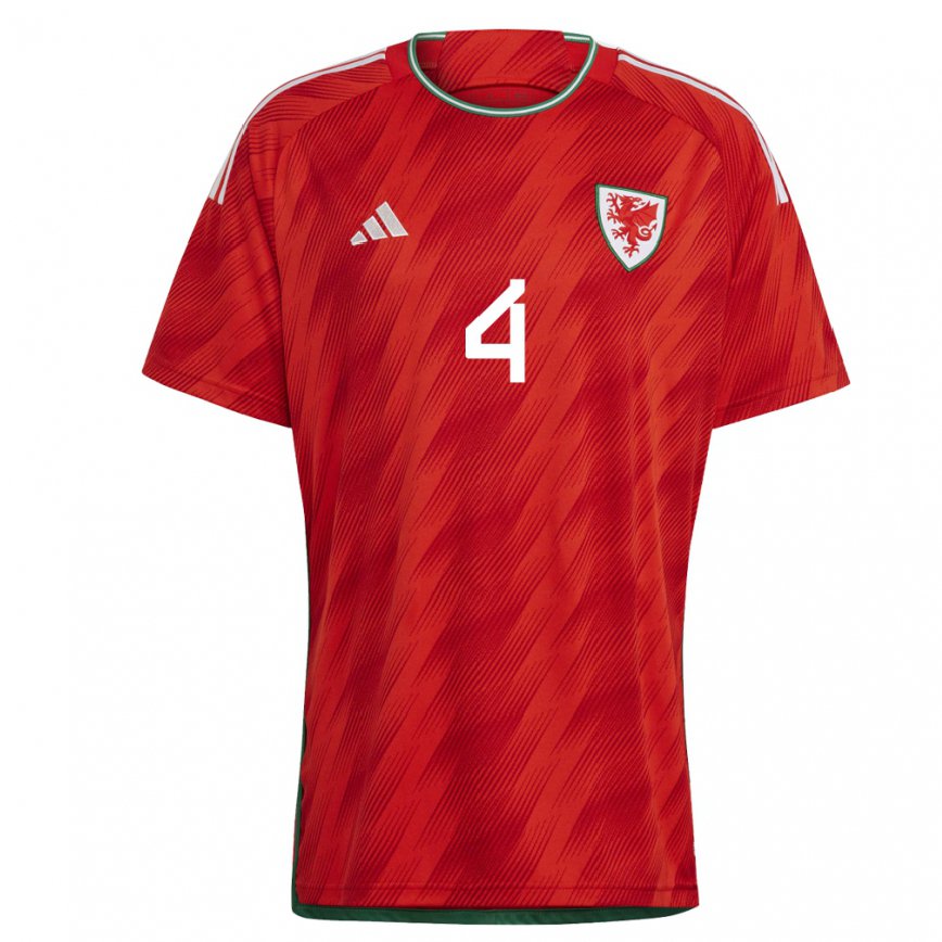 Hombre Camiseta Gales Ben Davies #4 Rojo 1ª Equipación 22-24 México