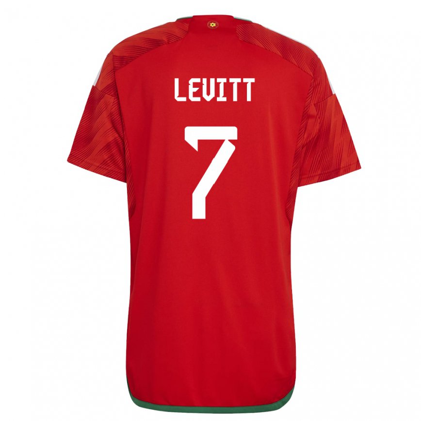 Hombre Camiseta Gales Dylan Levitt #7 Rojo 1ª Equipación 22-24 México