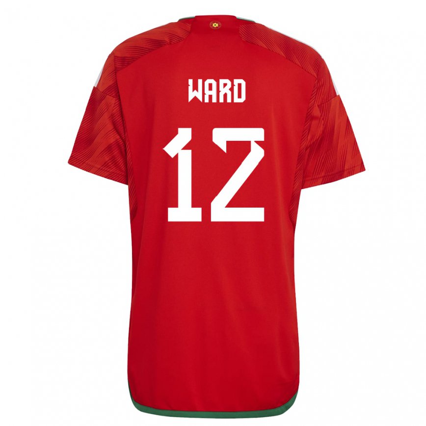 Hombre Camiseta Gales Danny Ward #12 Rojo 1ª Equipación 22-24 México