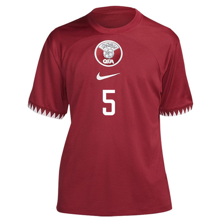 Hombre Camiseta Catar Tarek Salman #5 Granate 1ª Equipación 22-24 México