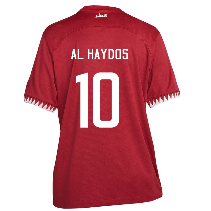 Hombre Camiseta Catar Hasan Al Haydos #10 Granate 1ª Equipación 22-24 México