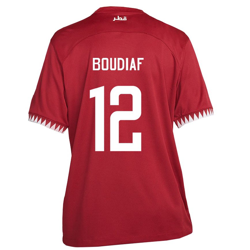 Hombre Camiseta Catar Karim Boudiaf #12 Granate 1ª Equipación 22-24 México