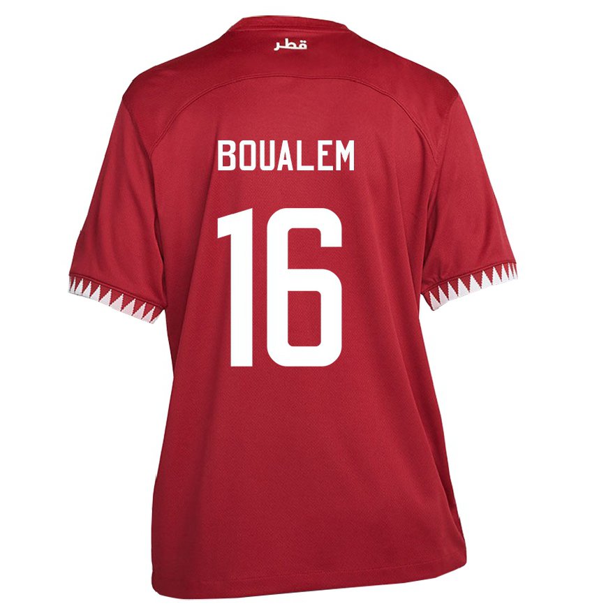 Hombre Camiseta Catar Boualem Khoukhi #16 Granate 1ª Equipación 22-24 México