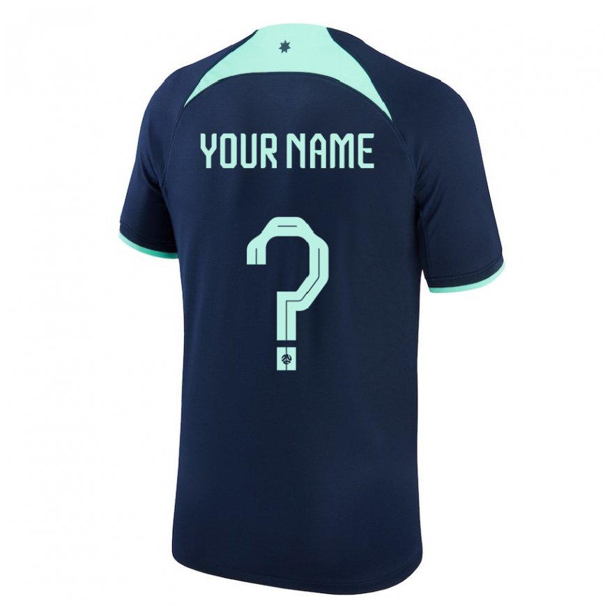 Hombre Camiseta Australia Su Nombre #0 Azul Oscuro 2ª Equipación 22-24 México