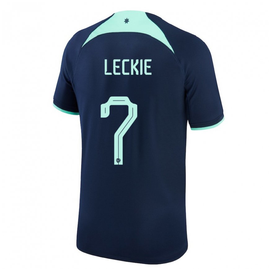 Hombre Camiseta Australia Mathew Leckie #7 Azul Oscuro 2ª Equipación 22-24 México