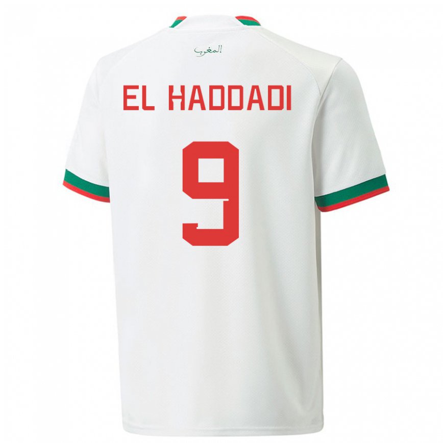 Hombre Camiseta Marruecos Munir El Haddadi #9 Blanco 2ª Equipación 22-24 México