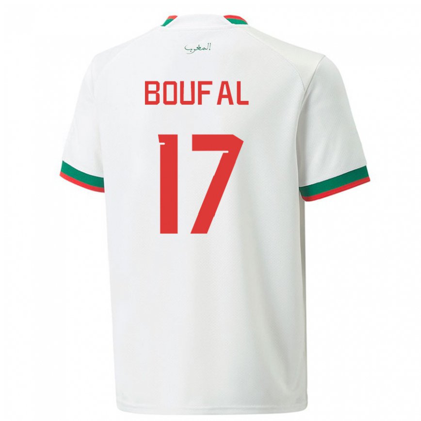 Hombre Camiseta Marruecos Sofiane Boufal #17 Blanco 2ª Equipación 22-24 México