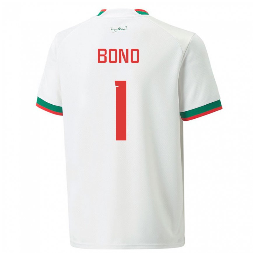 Hombre Camiseta Marruecos Bono #1 Blanco 2ª Equipación 22-24 México