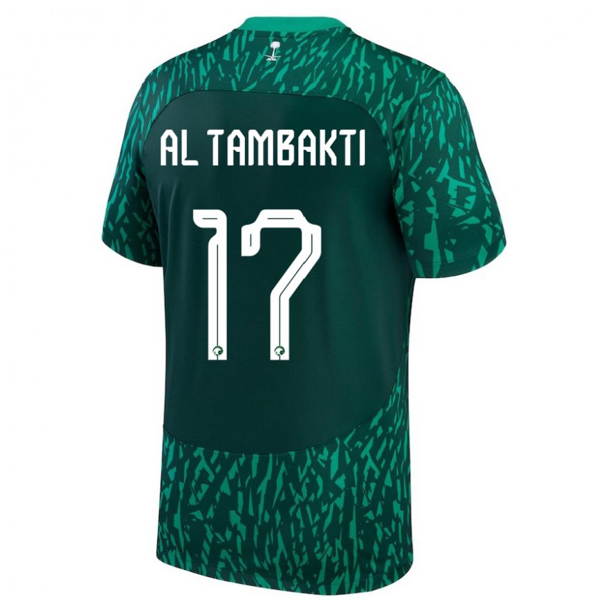 Hombre Camiseta Arabia Saudita Hassan Al Tambakti #17 Verde Oscuro 2ª Equipación 22-24 México