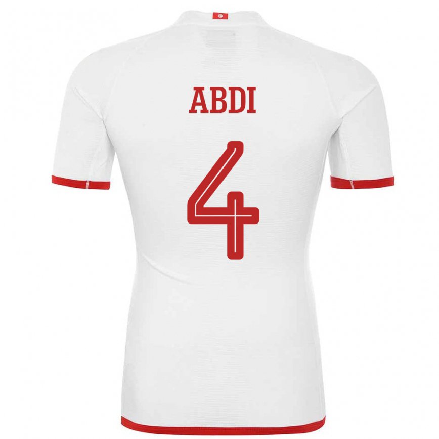 Hombre Camiseta Túnez Ali Abdi #4 Blanco 2ª Equipación 22-24 México