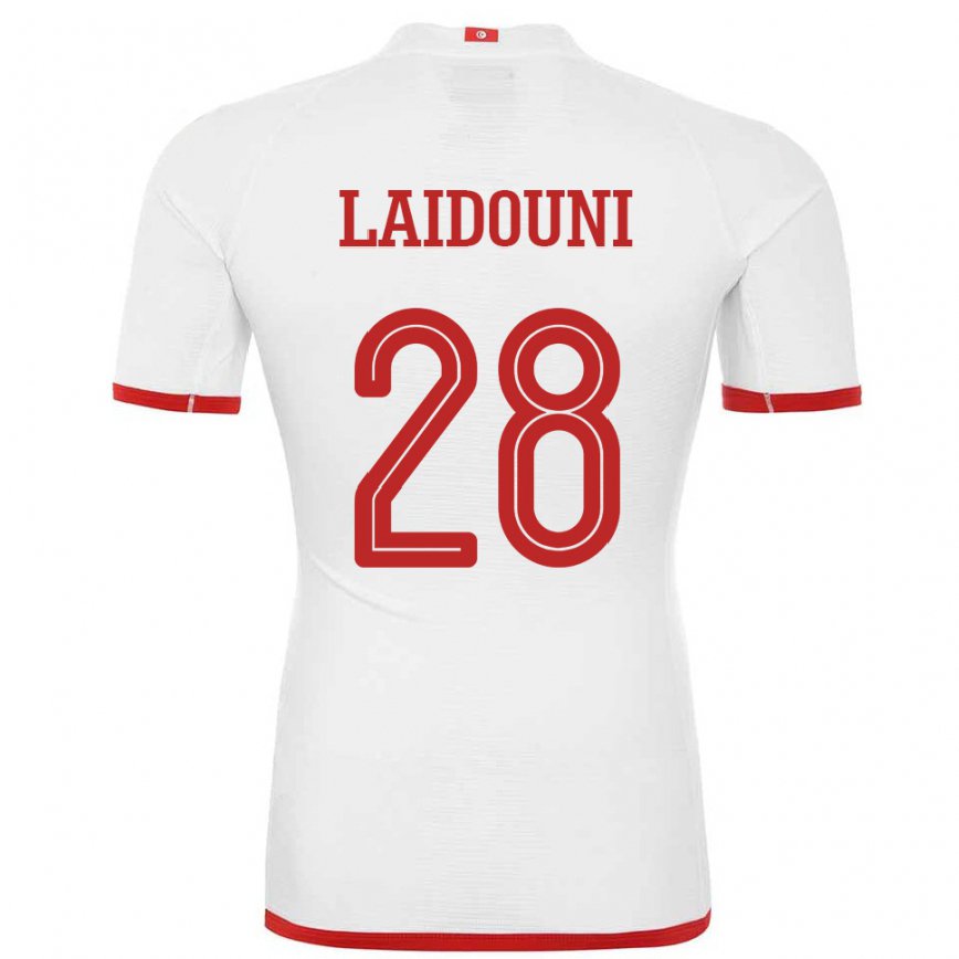 Hombre Camiseta Túnez Aissa Laidouni #28 Blanco 2ª Equipación 22-24 México