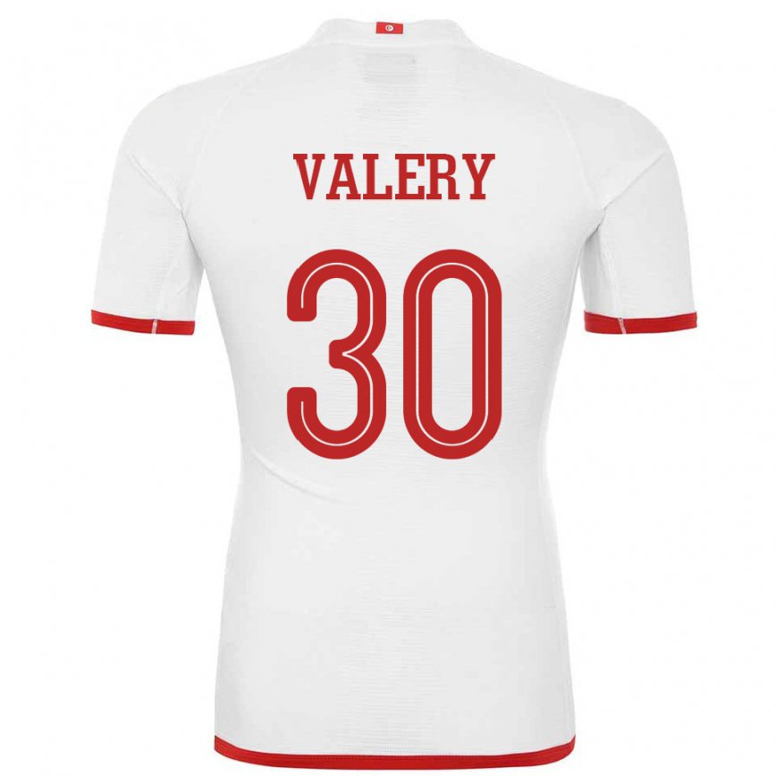 Hombre Camiseta Túnez Yann Valery #30 Blanco 2ª Equipación 22-24 México