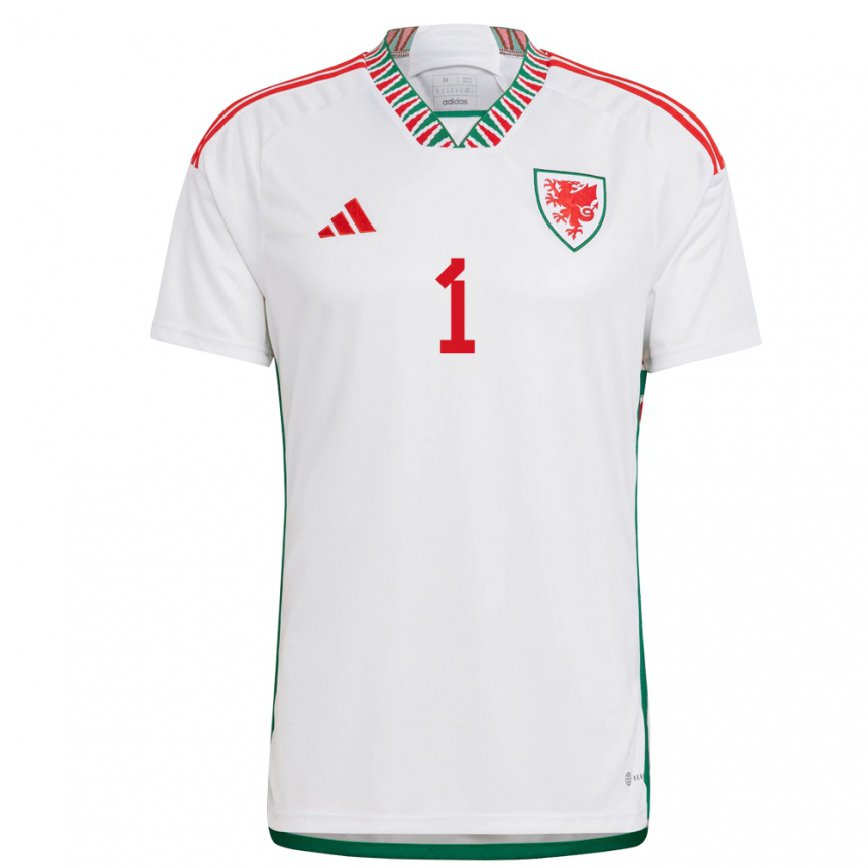 Hombre Camiseta Gales Wayne Hennessey #1 Blanco 2ª Equipación 22-24 México