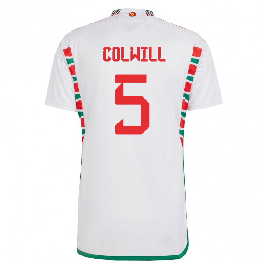 Hombre Camiseta Gales Rubin Colwill #5 Blanco 2ª Equipación 22-24 México