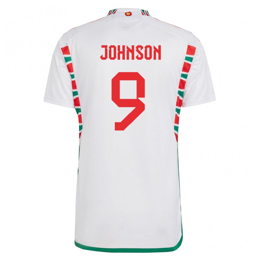 Hombre Camiseta Gales Brennan Johnson #9 Blanco 2ª Equipación 22-24 México