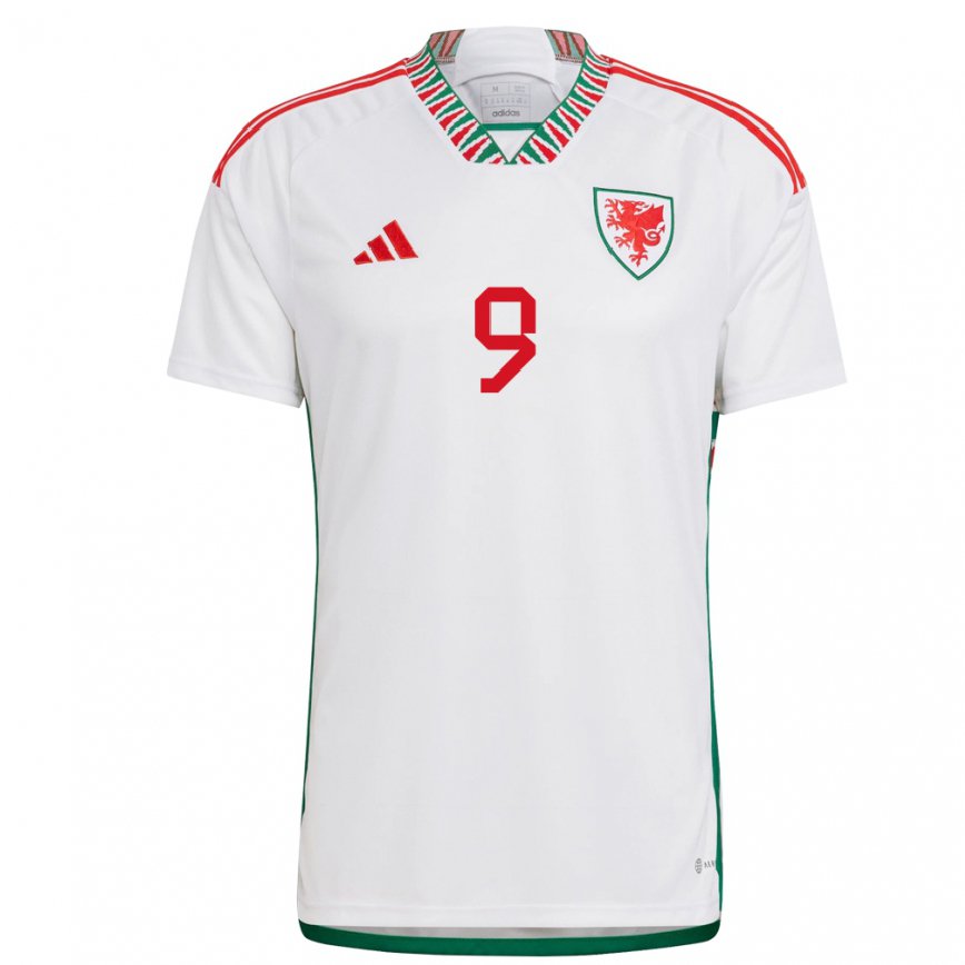 Hombre Camiseta Gales Brennan Johnson #9 Blanco 2ª Equipación 22-24 México