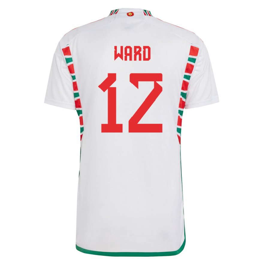 Hombre Camiseta Gales Danny Ward #12 Blanco 2ª Equipación 22-24 México