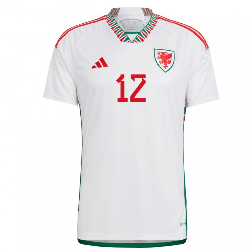 Hombre Camiseta Gales Danny Ward #12 Blanco 2ª Equipación 22-24 México