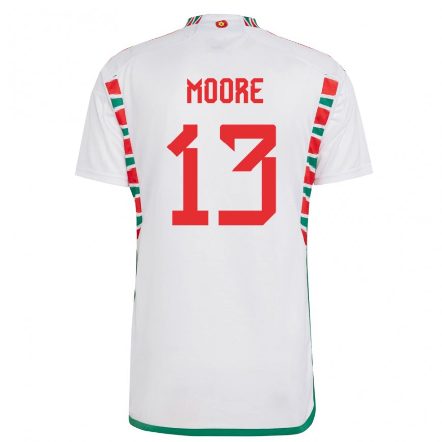 Hombre Camiseta Gales Kieffer Moore #13 Blanco 2ª Equipación 22-24 México