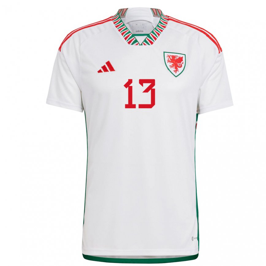 Hombre Camiseta Gales Kieffer Moore #13 Blanco 2ª Equipación 22-24 México