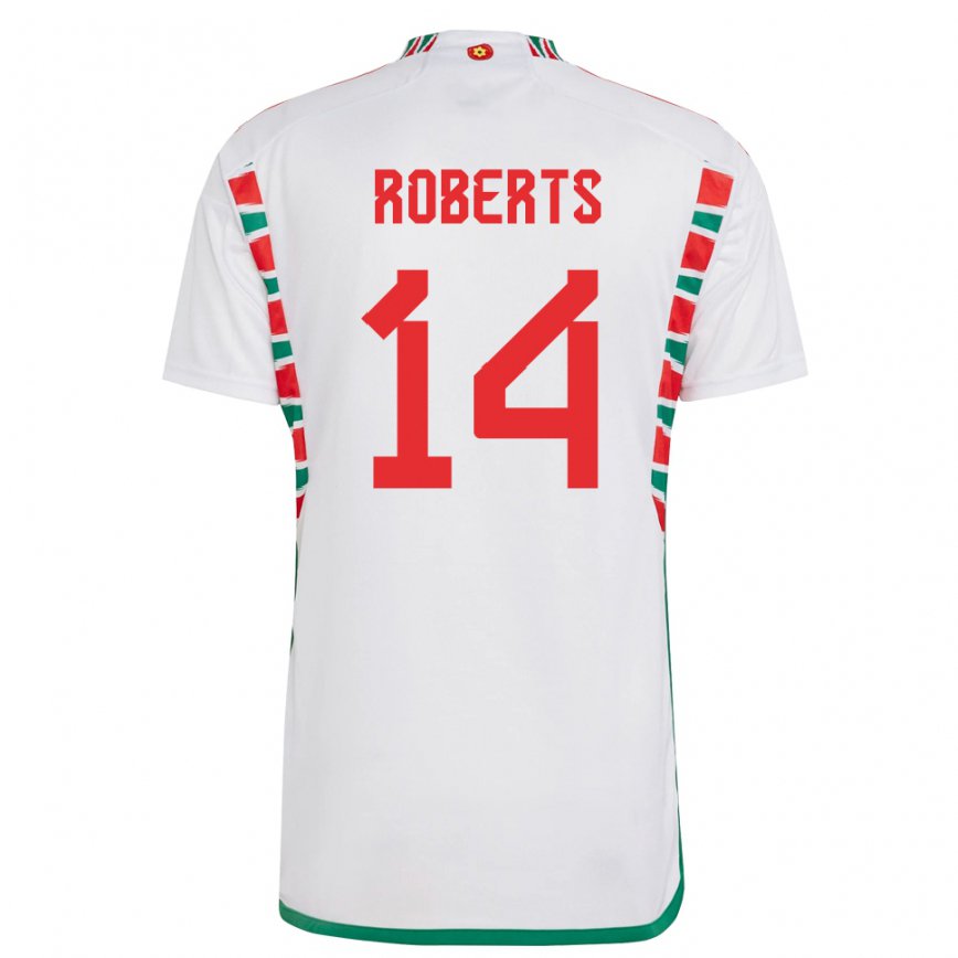 Hombre Camiseta Gales Connor Roberts #14 Blanco 2ª Equipación 22-24 México