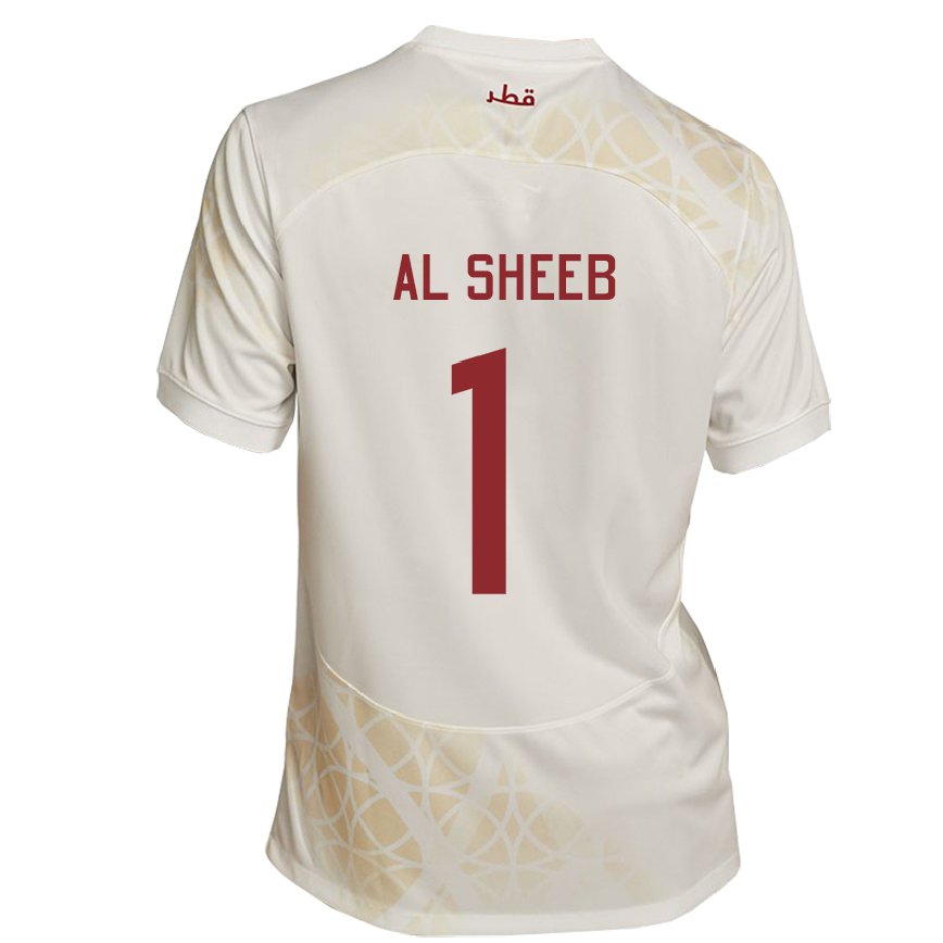 Hombre Camiseta Catar Saad Al Sheeb #1 Beis Dorado 2ª Equipación 22-24 México