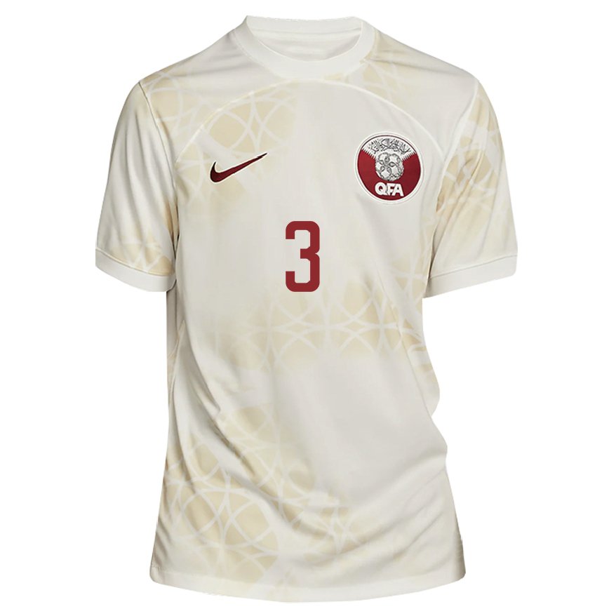 Hombre Camiseta Catar Abdelkarim Hassan #3 Beis Dorado 2ª Equipación 22-24 México