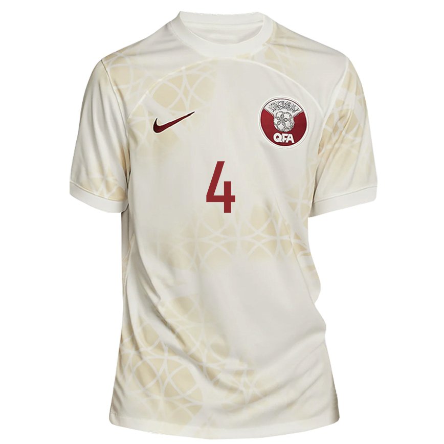 Hombre Camiseta Catar Mohammed Waad #4 Beis Dorado 2ª Equipación 22-24 México