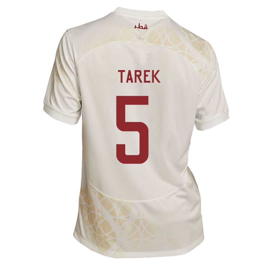 Hombre Camiseta Catar Tarek Salman #5 Beis Dorado 2ª Equipación 22-24 México