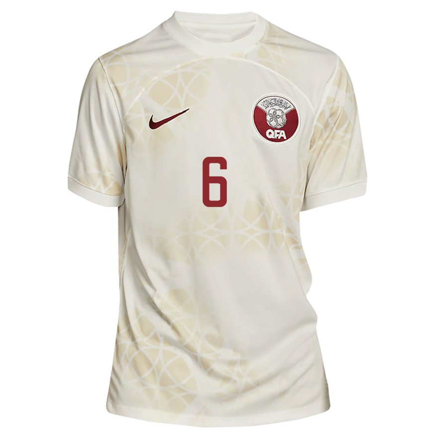 Hombre Camiseta Catar Abdulaziz Hatem #6 Beis Dorado 2ª Equipación 22-24 México