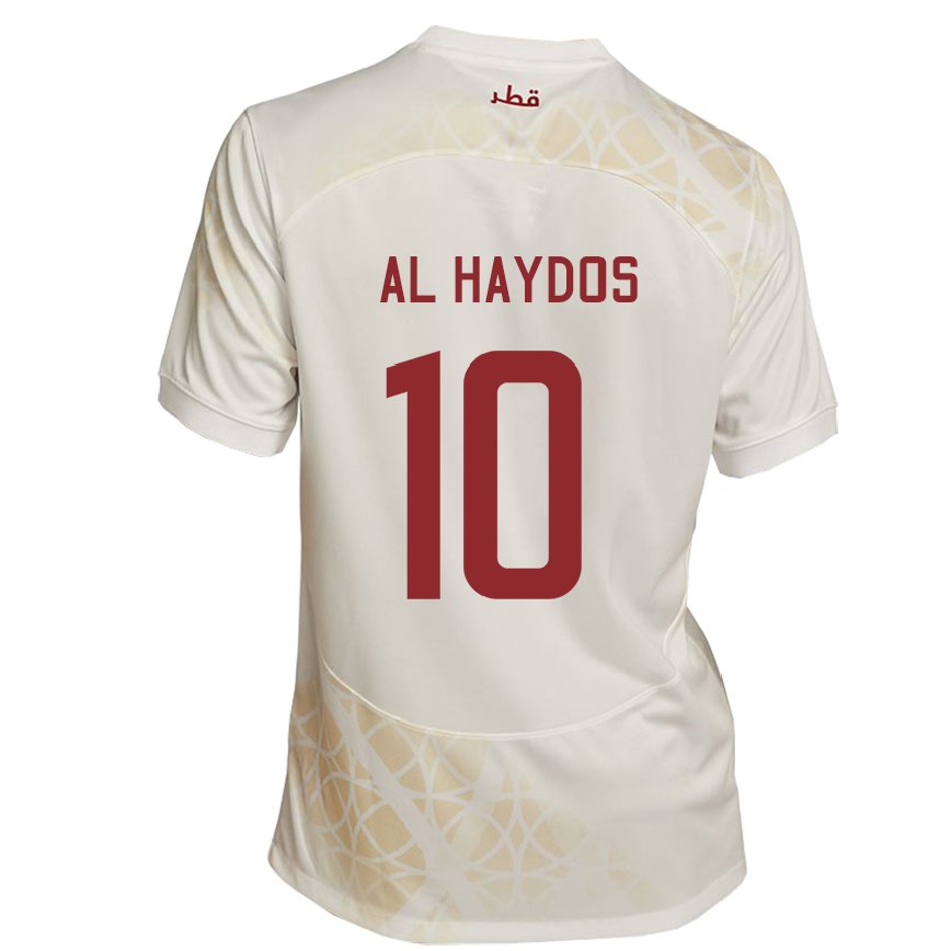 Hombre Camiseta Catar Hasan Al Haydos #10 Beis Dorado 2ª Equipación 22-24 México