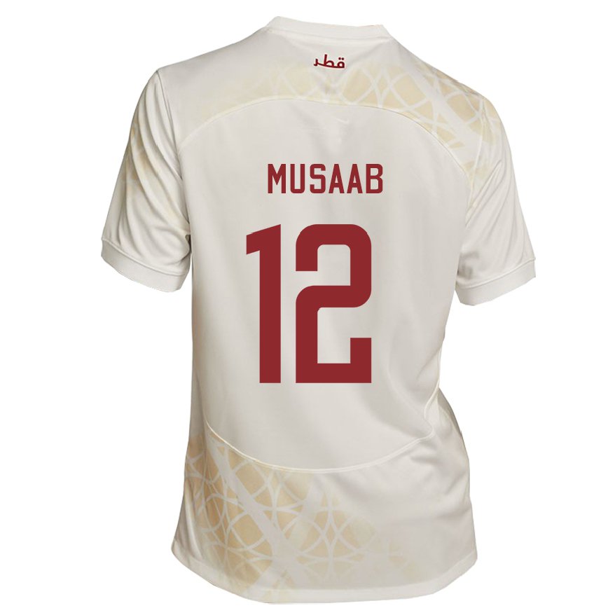 Hombre Camiseta Catar Musaab Khidir #12 Beis Dorado 2ª Equipación 22-24 México